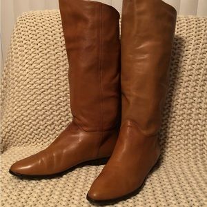 Nine West, brown soft leather boots, women’s size 9 1/2 medium.